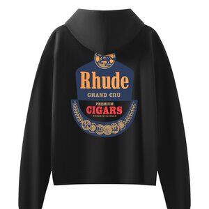 Rhude Black Grand Cru Premium Cigars Graphic Print Hoodie
